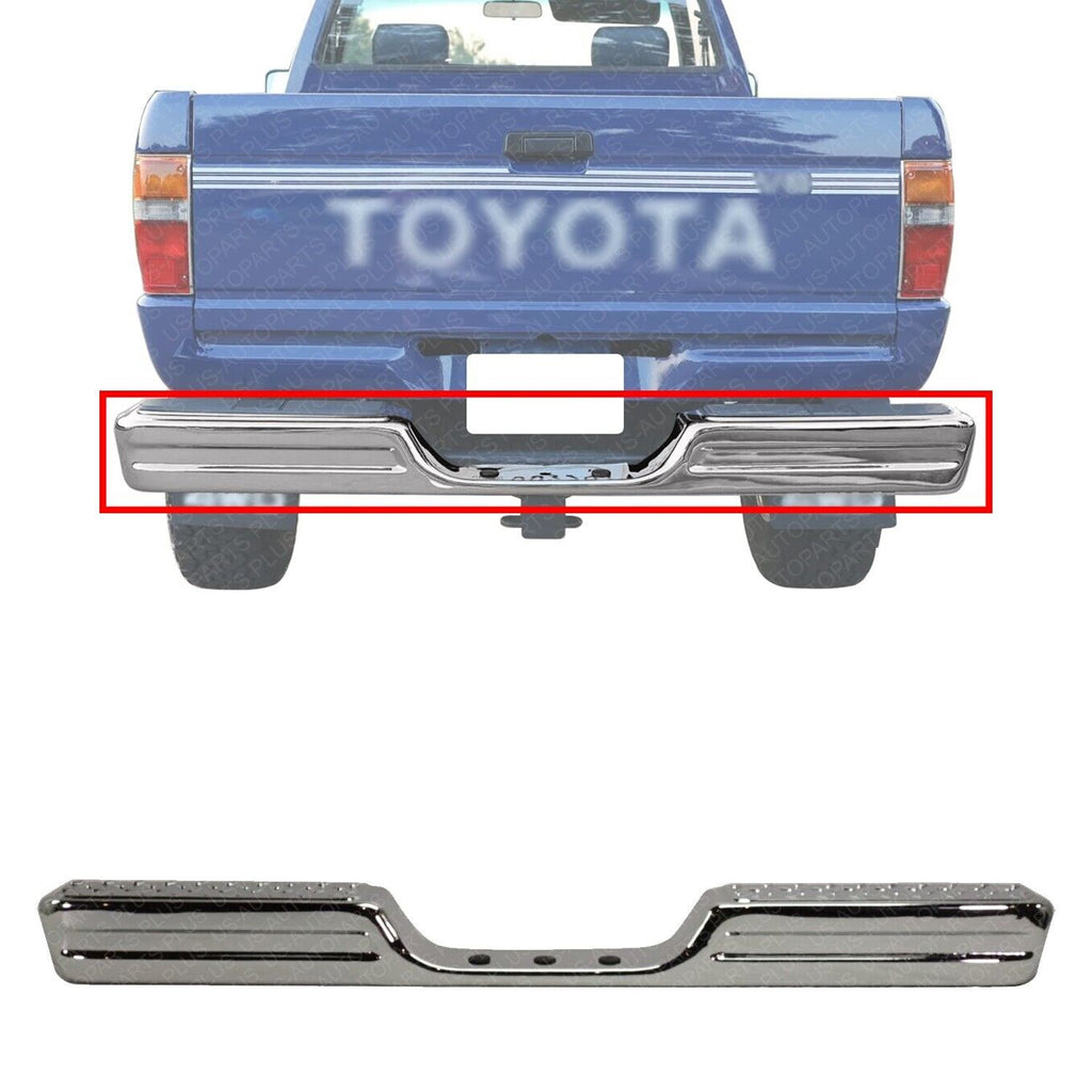 Rear Step Bumper For 1984-1988 Toyota Pickup Chrome Face Bar 1-Piece Step Type