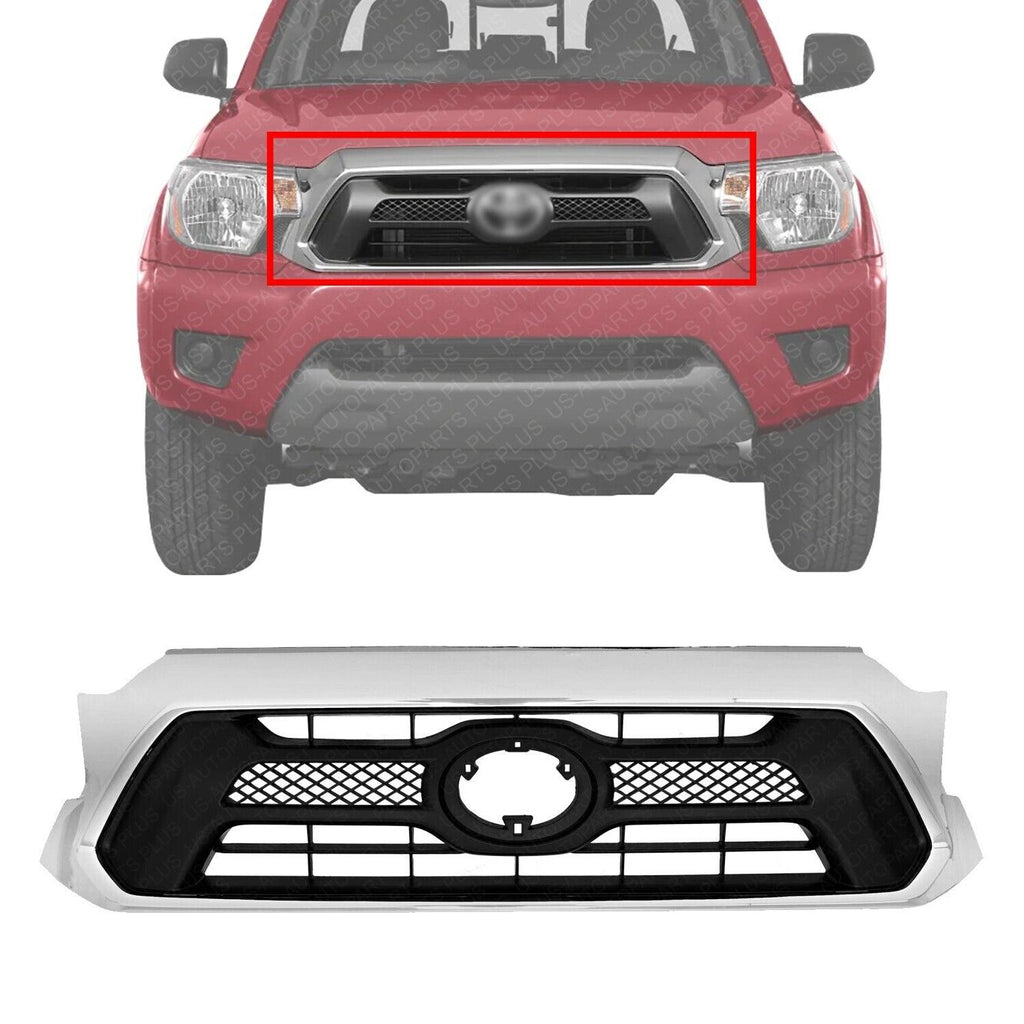 Grille Assembly Chrome Shell With Emblem Provision For 2012 - 2015 Toyota Tacoma