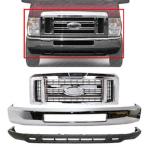 Load image into Gallery viewer, Front Bumper Chrome + Valance +Grille For 2008-2014 Ford E-150 E-250 E-350 E-450