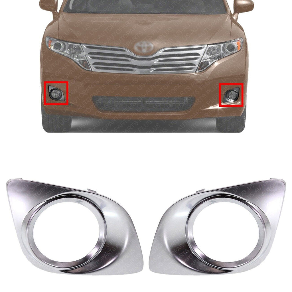 Front Fog Chrome Bezels Trim Left and Right Side For 2009-2012 Toyota Venza 2Pcs