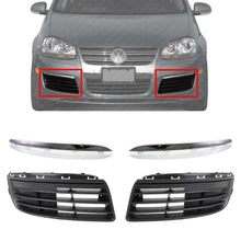 Load image into Gallery viewer, Front Bumper Chrome Moldings + Fog Cover Textured For 2005-2010 Volkswagen Jetta