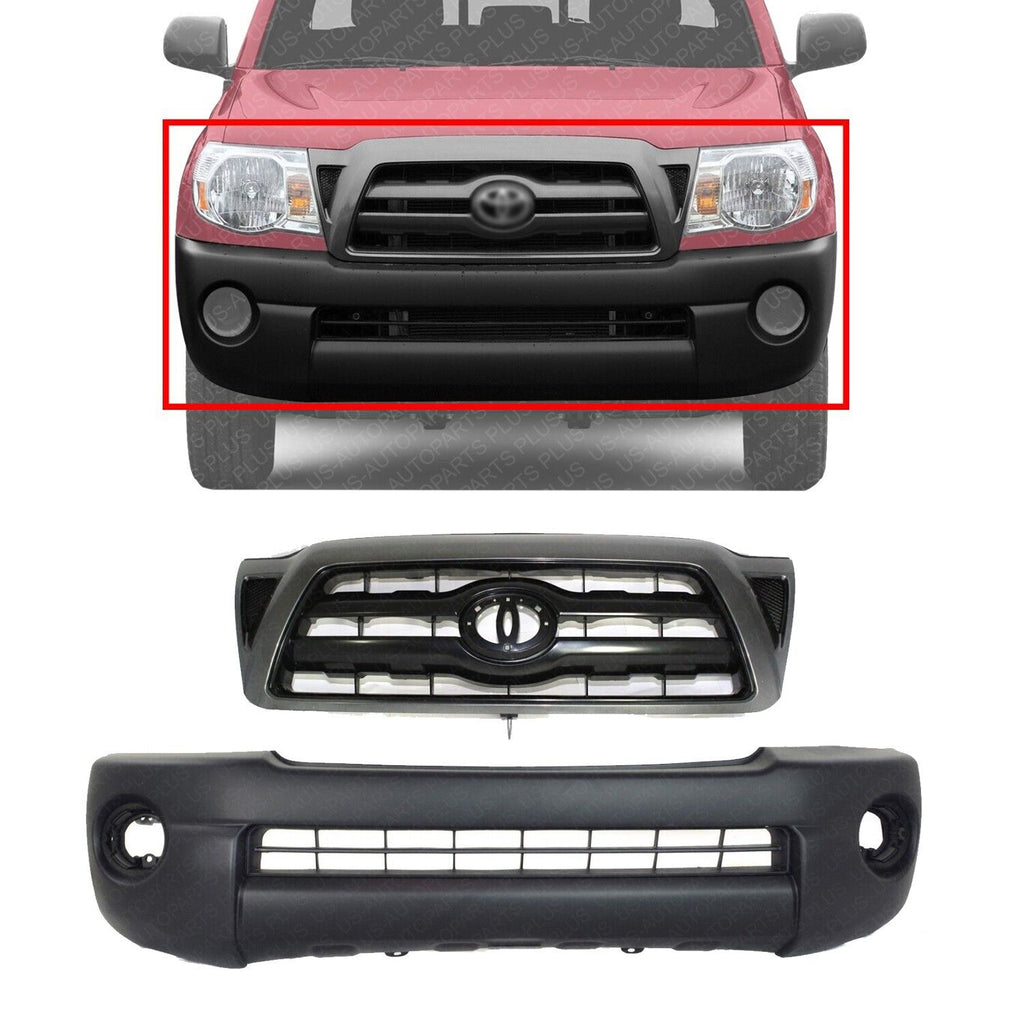 Front Bumper Cover Textured + Grille Assembly For 2005-2011 Toyota Tacoma RWD