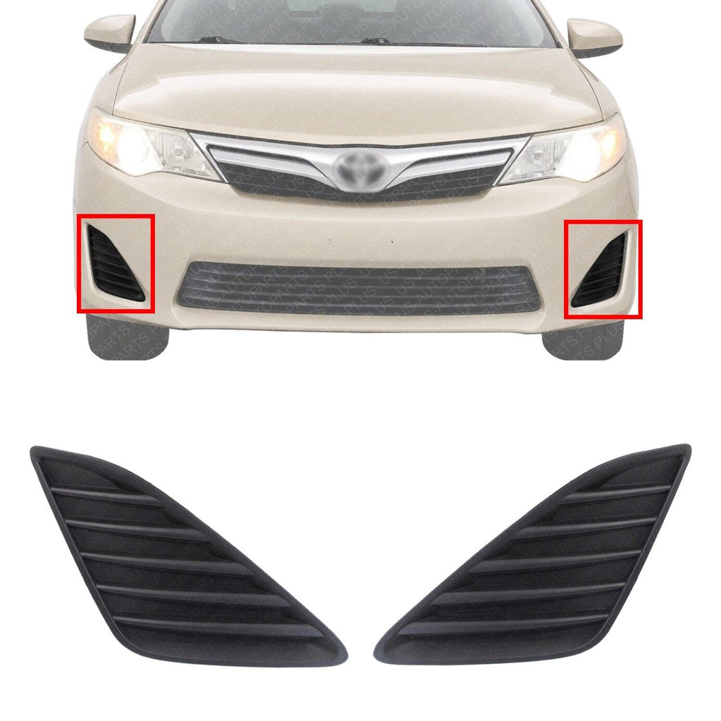 Front Fog Covers Black Left &Right Side For 2012-14 Toyota Camry L/LE/XLE/Hybrid