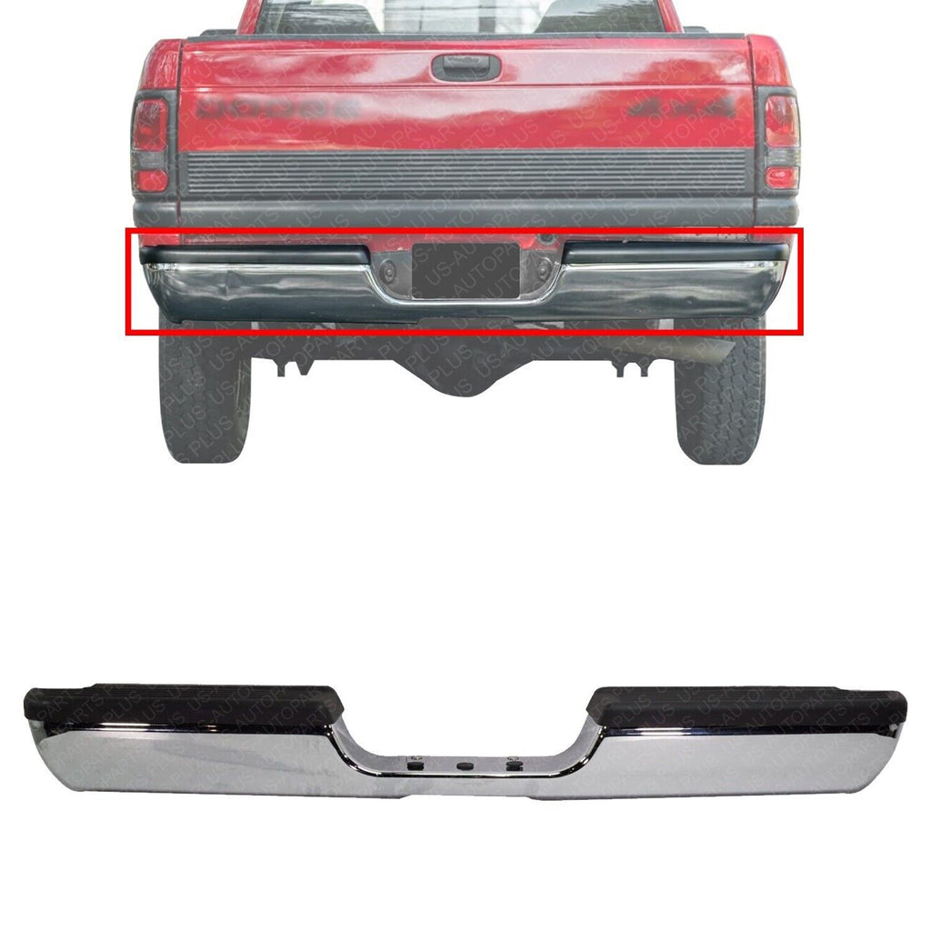 Rear Step Bumper Assembly Chrome Steel For 94-01 Dodge Ram 1500 /94-02 2500 3500