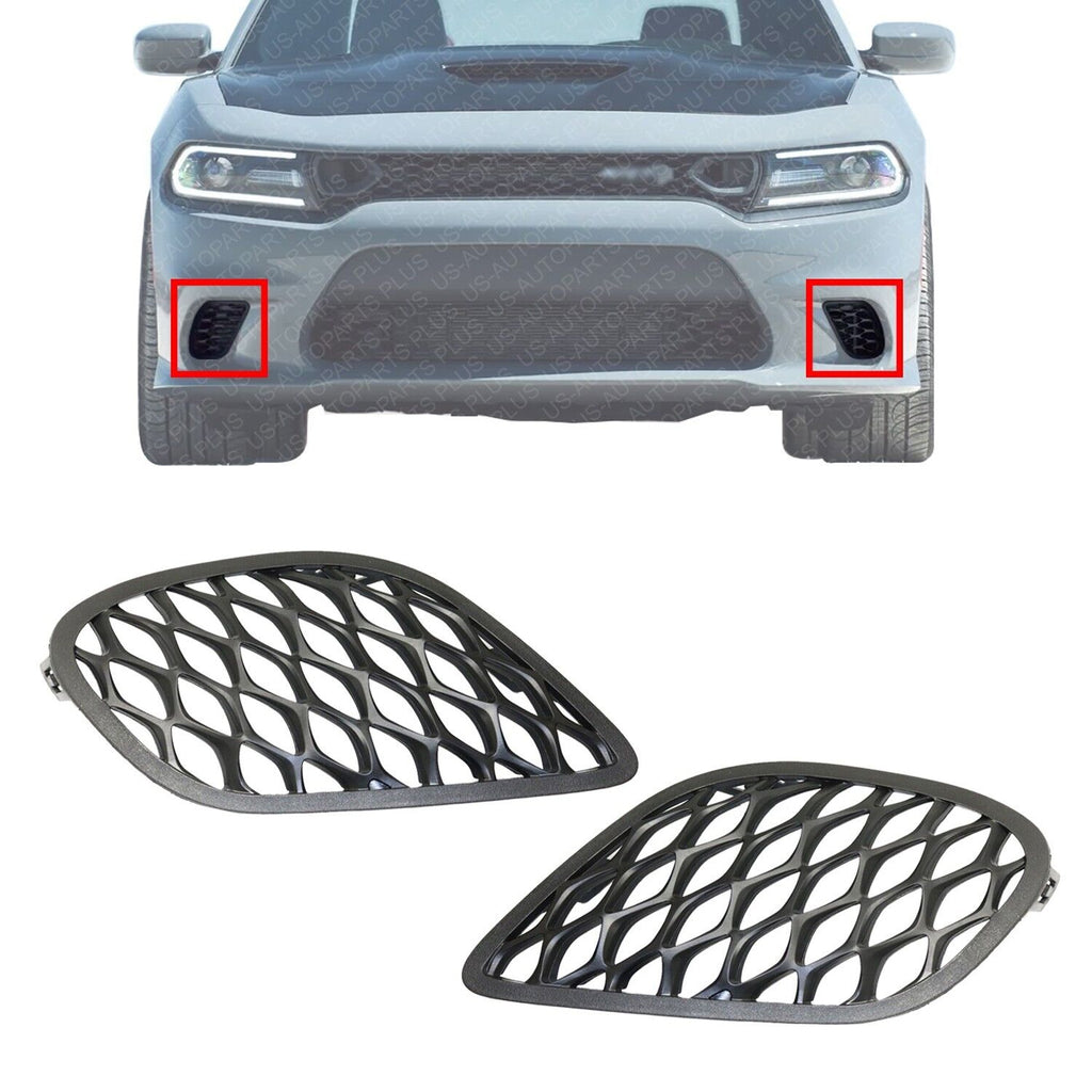 Front Fog Covers Textured Left & Right Side For 2015-2022 Dodge Charger