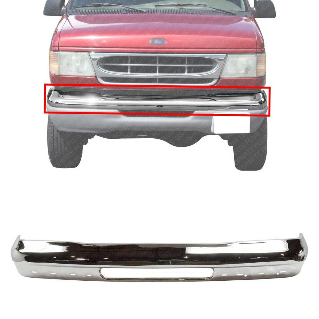 Front Bumper Chrome For 1992-2007 Ford E-150 E-250 E-350 E-450 E-550 Super Duty