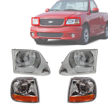 Load image into Gallery viewer, Headlights + Corner Lamps RH &amp; LH For 1997-2003 Ford F-150 / 1997-99 F-250
