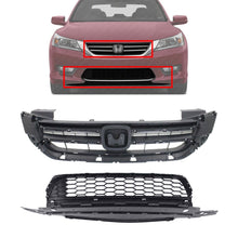 Load image into Gallery viewer, Front Bumper Upper &amp; Lower Grille Textured Gray For 2013-2015 Honda Accord Sedan