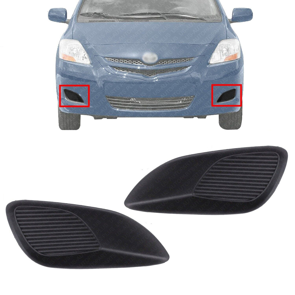 Front Fog Covers Primed Left & Right Side For 2007-2012 Toyota Yaris Sedan