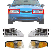 Load image into Gallery viewer, Headlights Assembly + Corner Lights For 1994-1998 Ford Mustang SVT Cobra Models