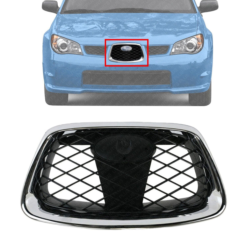 Front Center Grille Chrome Shell / Paintable Insert For 2006-2007 Subaru Impreza