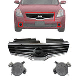 Grille Assembly Chrome Shell +Fog Covers LH&RH For 2007-2009 Nissan Altima Sedan