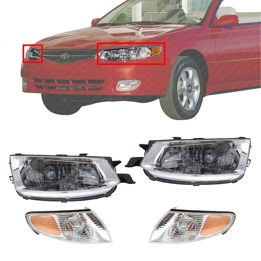 Headlights Assembly Halogen + Corner Lights LH & RH For 1999-2001 Toyota Solara