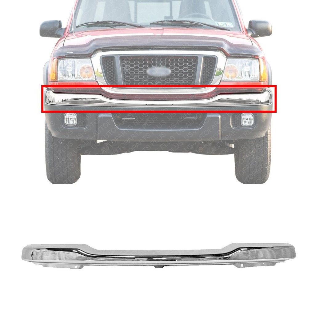 Front Bumper Face Bar Chrome Steel For 2001-2005 Ford Ranger XLT 4WD