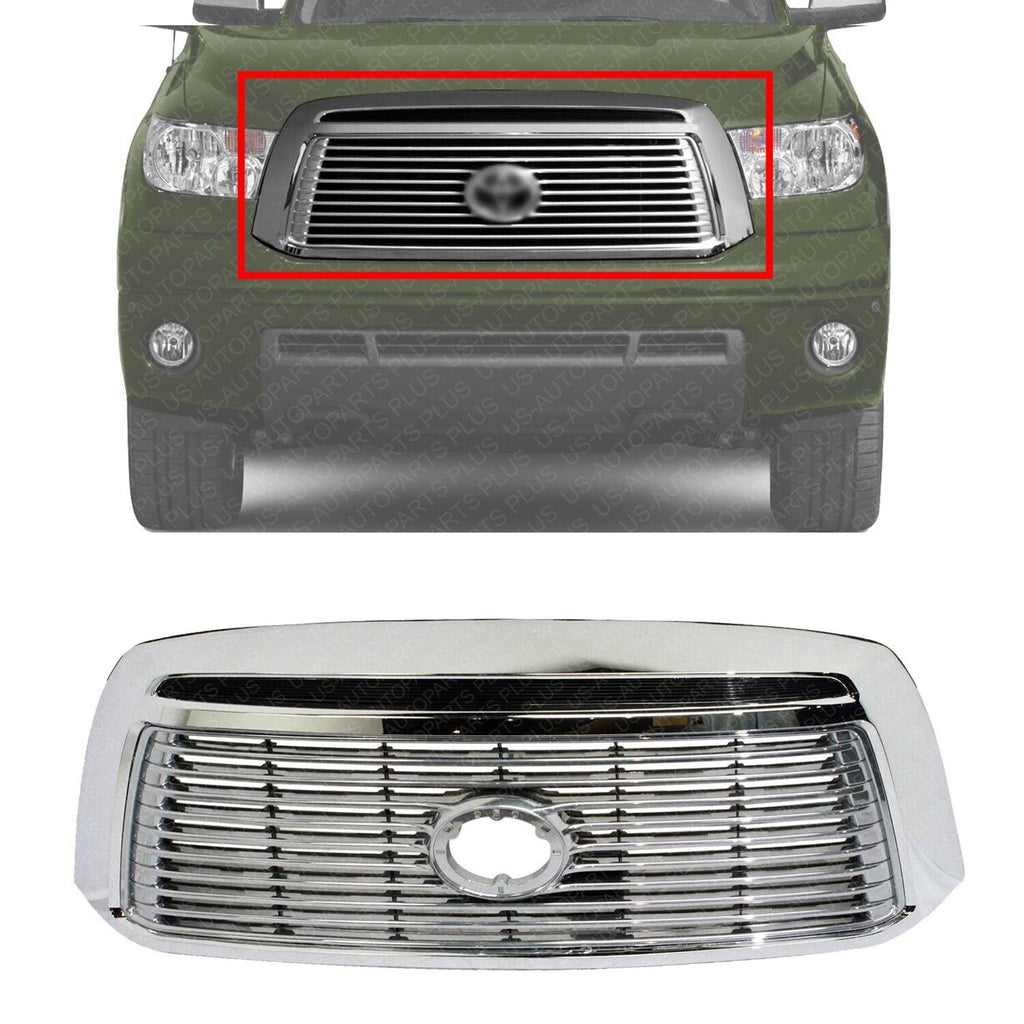 Front Grille Assembly Chrome Shell with Silver Insert For 2010-13 Toyota Tundra