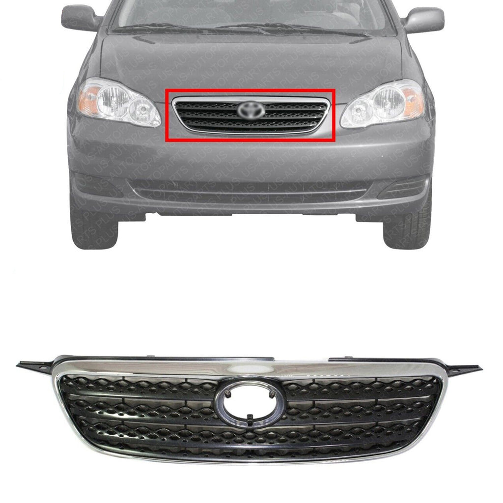 Grille Assembly Chrome Shell / Dark Gray Insert For 2005-2008 Toyota Corolla