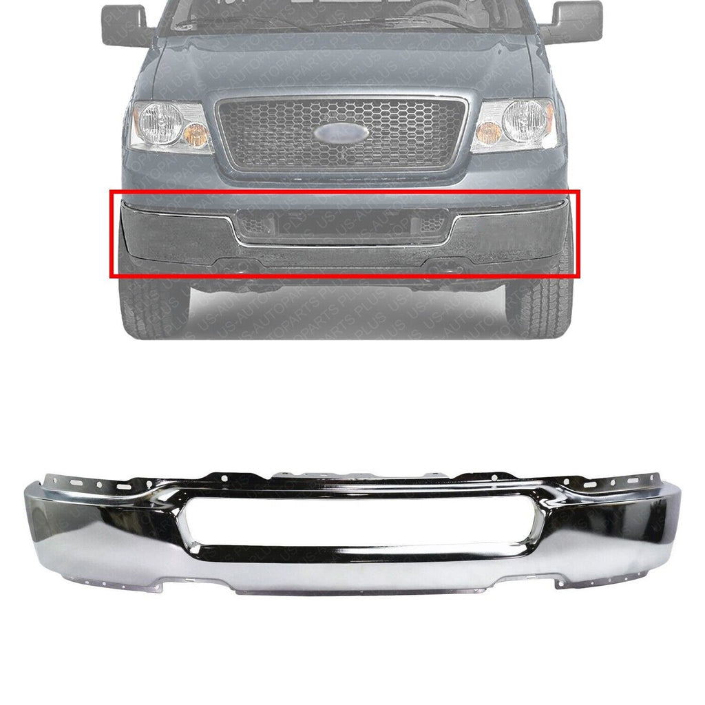 Front Bumper Face Bar Chrome Without Fog Light Holes For 2004-2006 Ford F-150