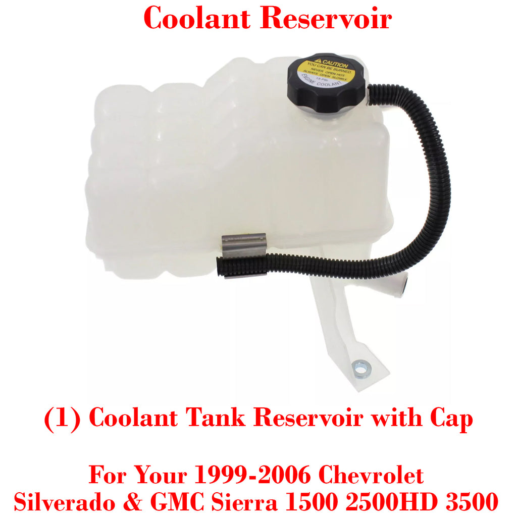 Coolant Tank Reservoir with Cap For 1999-2006 Chevrolet Silverado & GMC Sierra