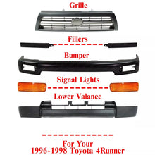 Load image into Gallery viewer, Front Bumper Face Bar Black Steel + Grille Assembly Painted Gray + Headlights Fillers + Signal Lights Left &amp; Right Side For 1996-1998 Toyota 4Runner