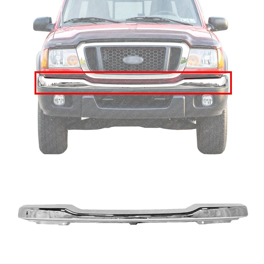 Front Bumper Face Bar Chrome Steel For 2001 - 2005 Ford Ranger XLT 4WD - US AUTO PARTS PLUS