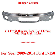 Load image into Gallery viewer, Front Bumper Face Bar Chrome With Fog Light Holes For 2009 - 2014 Ford F - 150 - US AUTO PARTS PLUS