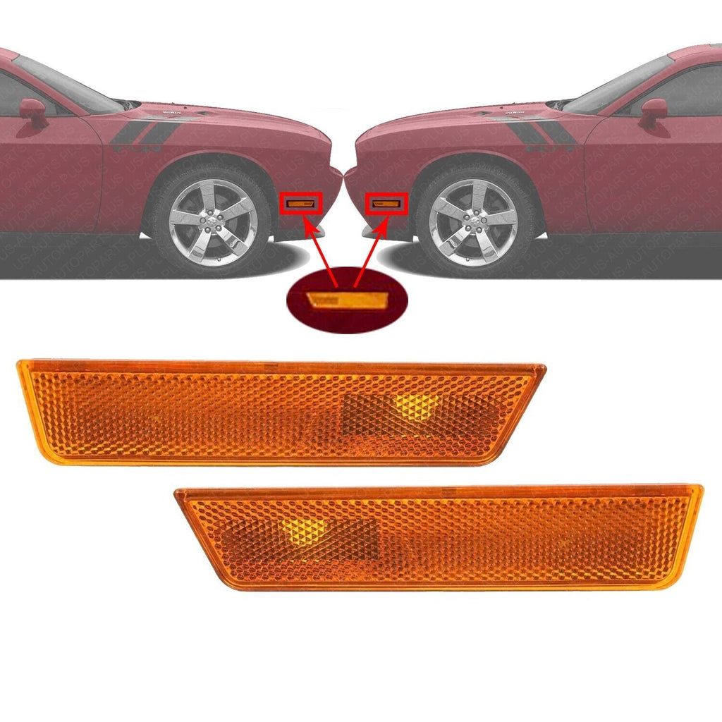 Front Bumper Side Marker Parking Lights LH & RH For 2008 - 2014 Dodge Challenger - US AUTO PARTS PLUS