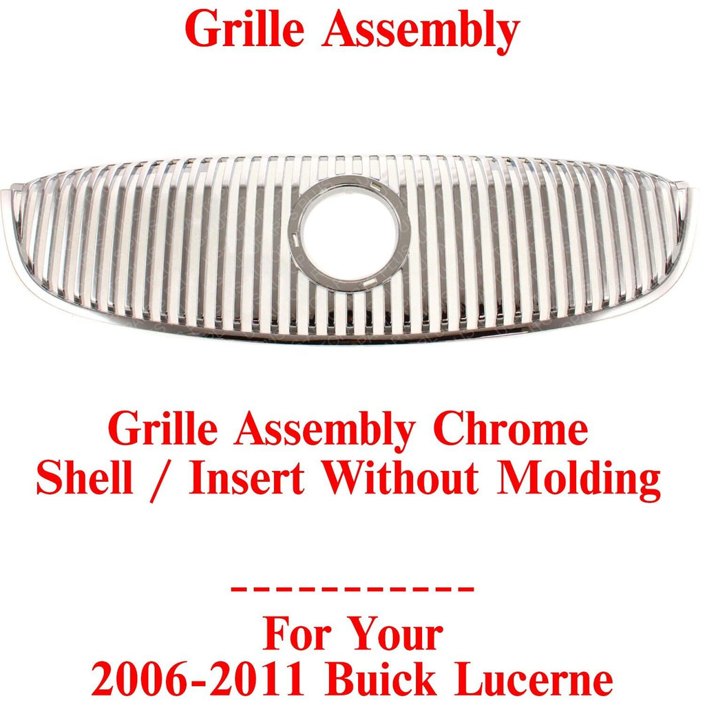 Grille Assembly Chrome Shell /Insert Without Molding For 2006 - 2011 Buick Lucerne - US AUTO PARTS PLUS