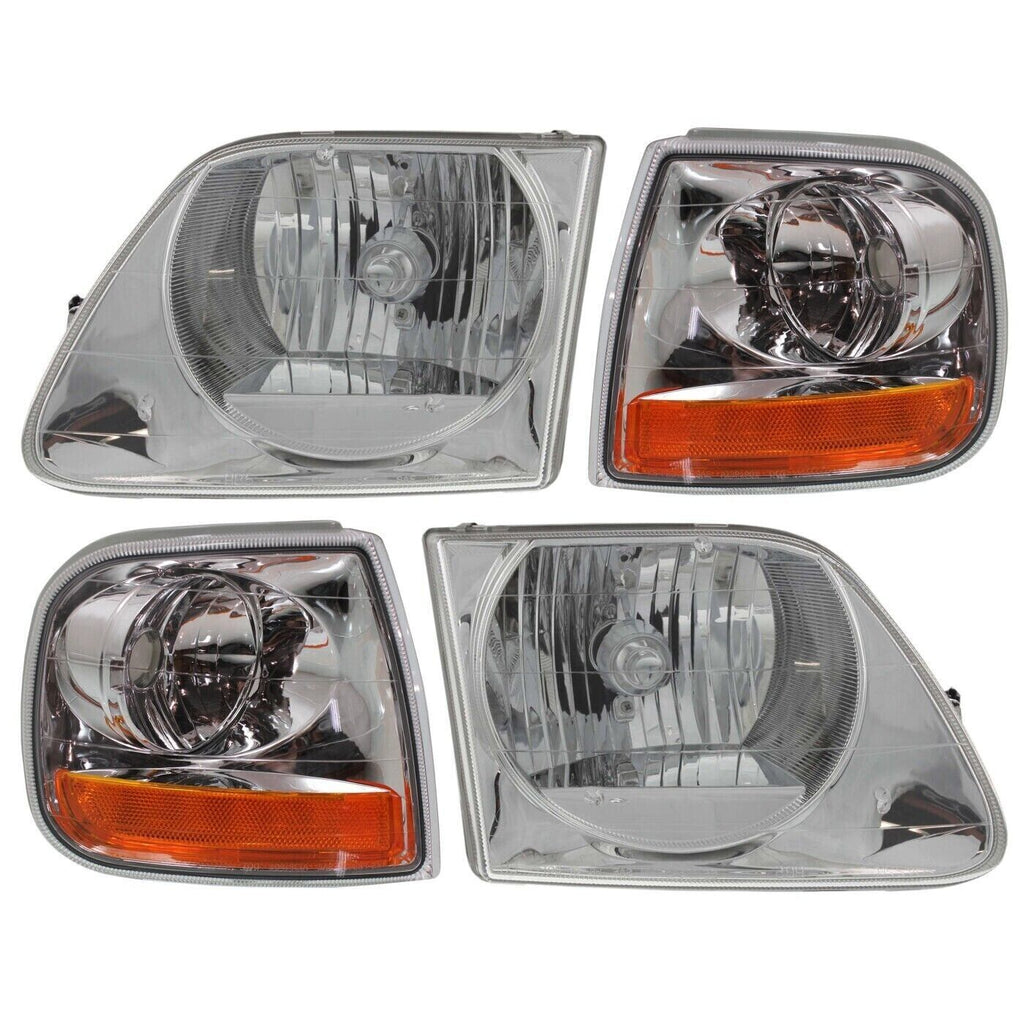 Headlights + Corner Lamps RH & LH For 1997 - 2003 Ford F - 150 / 1997 - 99 F - 250 - US AUTO PARTS PLUS