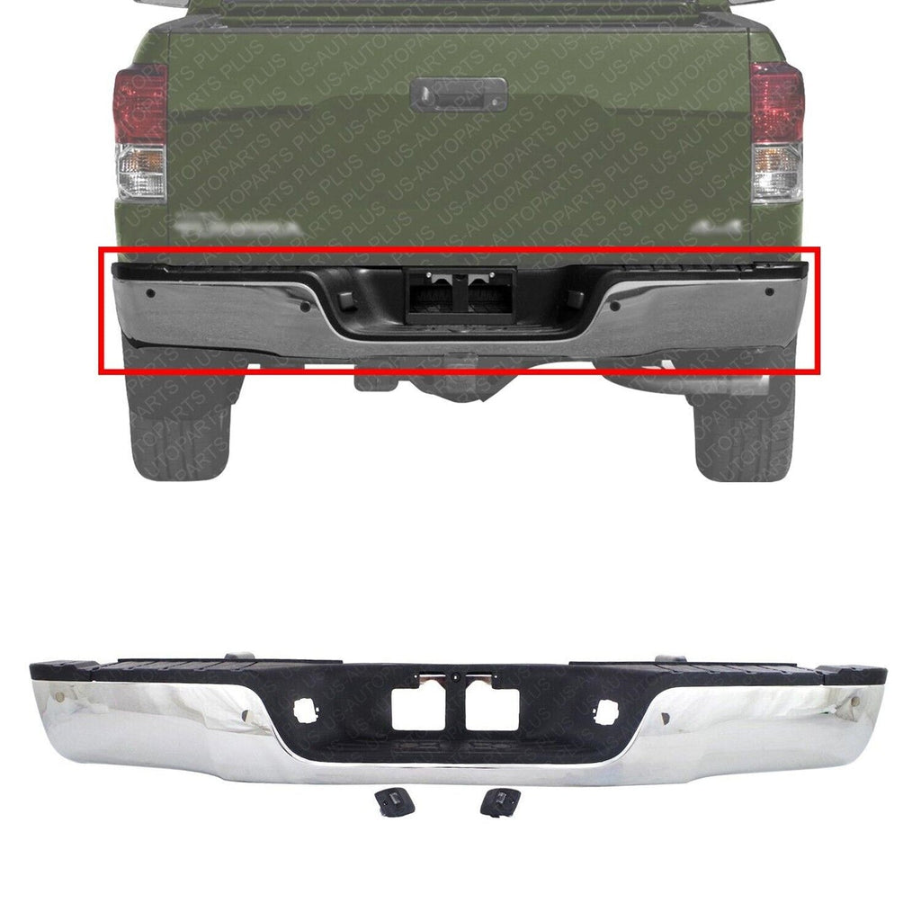 Rear Step Bumper Assembly Chrome With Sensor Holes For 2007 - 2013 Toyota Tundra - US AUTO PARTS PLUS