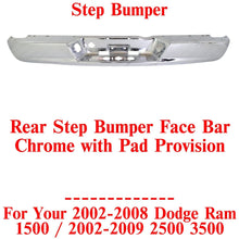 Load image into Gallery viewer, Rear Step Bumper FaceBar Chrome Steel For 2002 - 08 Dodge Ram 1500/03 - 09 2500 3500 - US AUTO PARTS PLUS