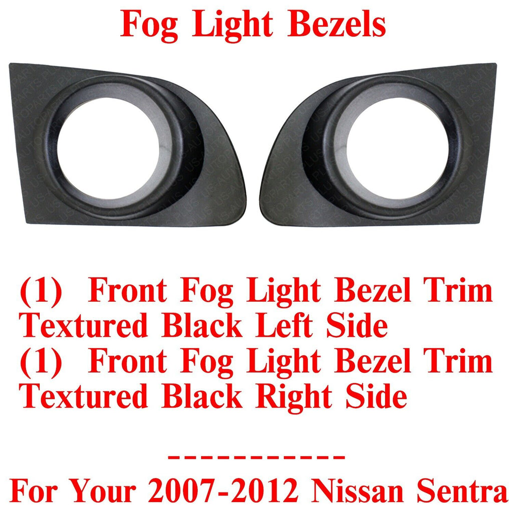 Front Fog Light Bezel Trims Textured Left&Right Side For 2007-2012 Nissan Sentra