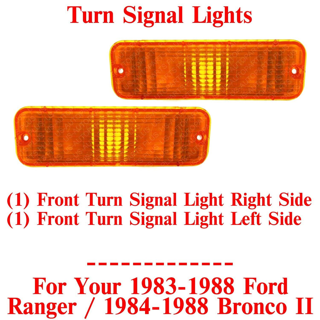 Front Turn Signal Lights LH & RH For 1983-1988 Ford Ranger / 1984-1988 Bronco II