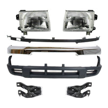 Load image into Gallery viewer, Front Bumper Chrome Steel Kit +Headlights Assembly For 1998-2000 Nissan Frontier