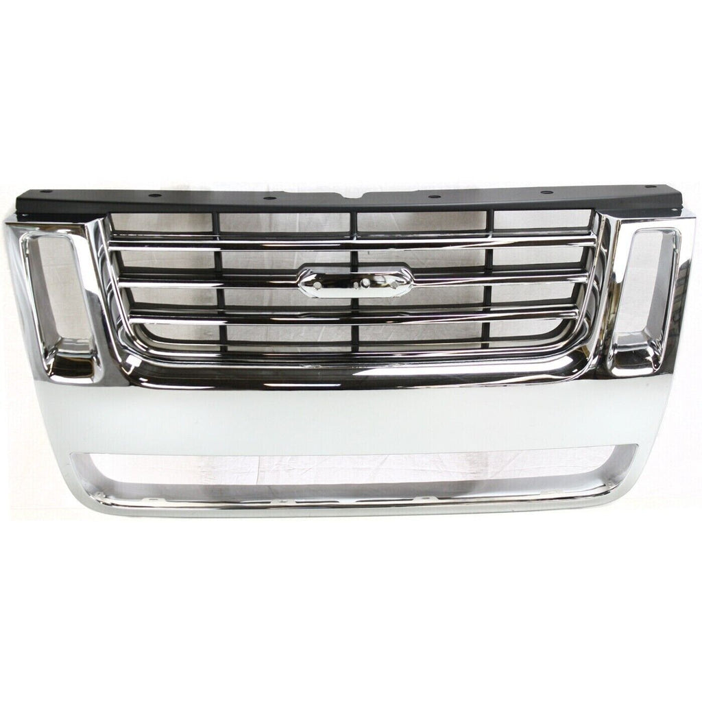 Grille Assembly Chrome +Hood Molding For 2006-10 Ford Explorer /07-10 Sport Trac