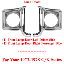Load image into Gallery viewer, Head Lamp Door Chrome Round Left &amp; Right Side For 1973-1978 C/K Series