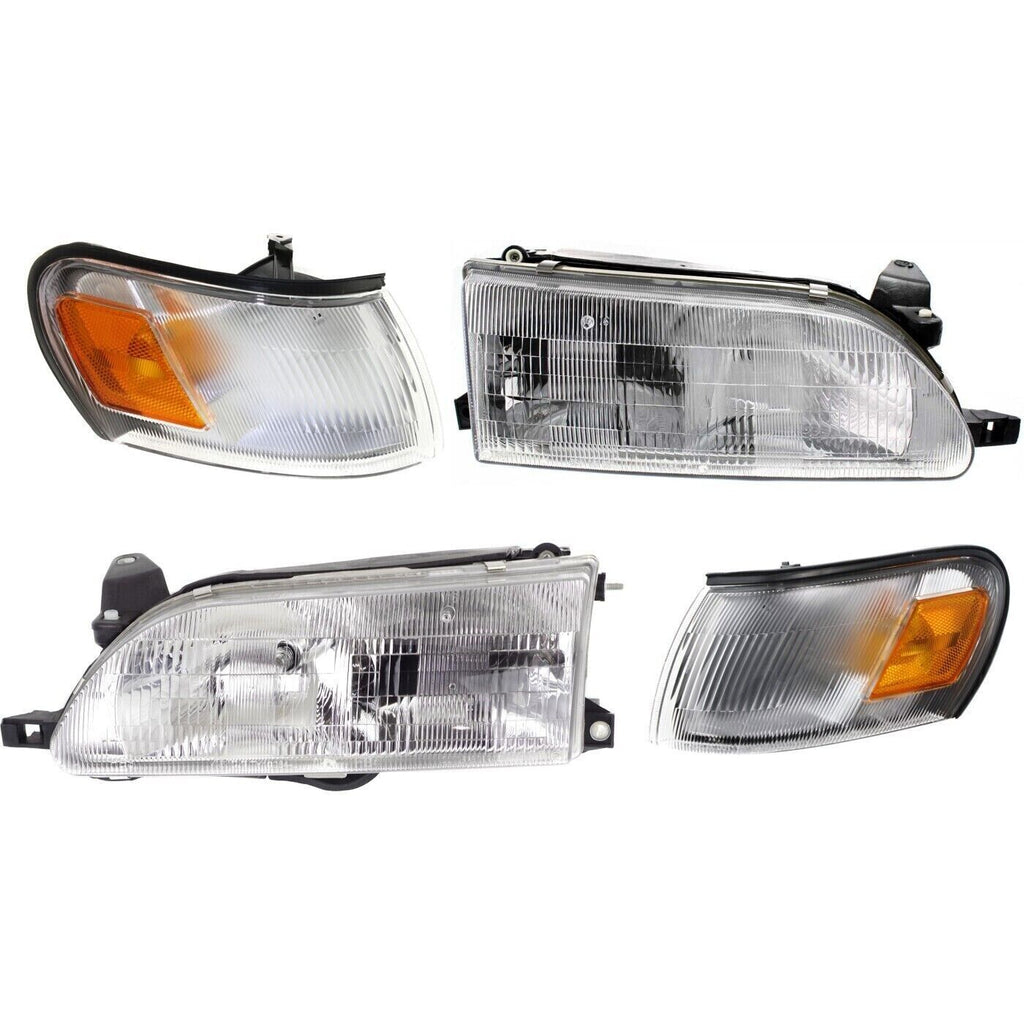 Headlights + Corner Lamps Assembly Left & Right Side For 1993-97 Toyota Corolla