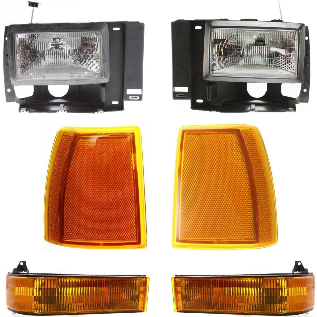 Headlights Assembly + Corner & Signal Lights For 1989-1994 Ford Ranger /Explorer