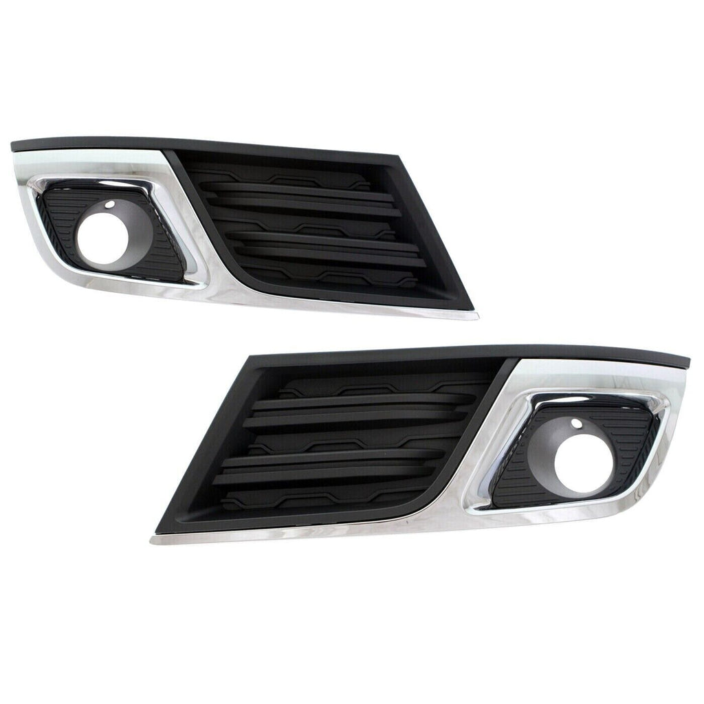 Fog Bezels Trim Black with Chrome Trim LH&RH For 2013-2017 Chevrolet Traverse LT