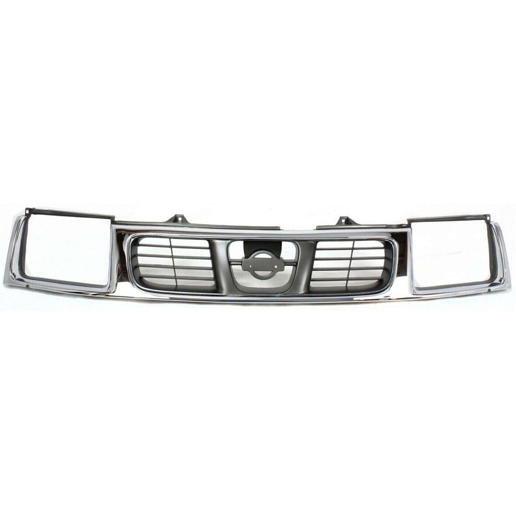 Front Grille Assembly Chrome Shell / Black Insert For 1998-2000 Nissan Frontier