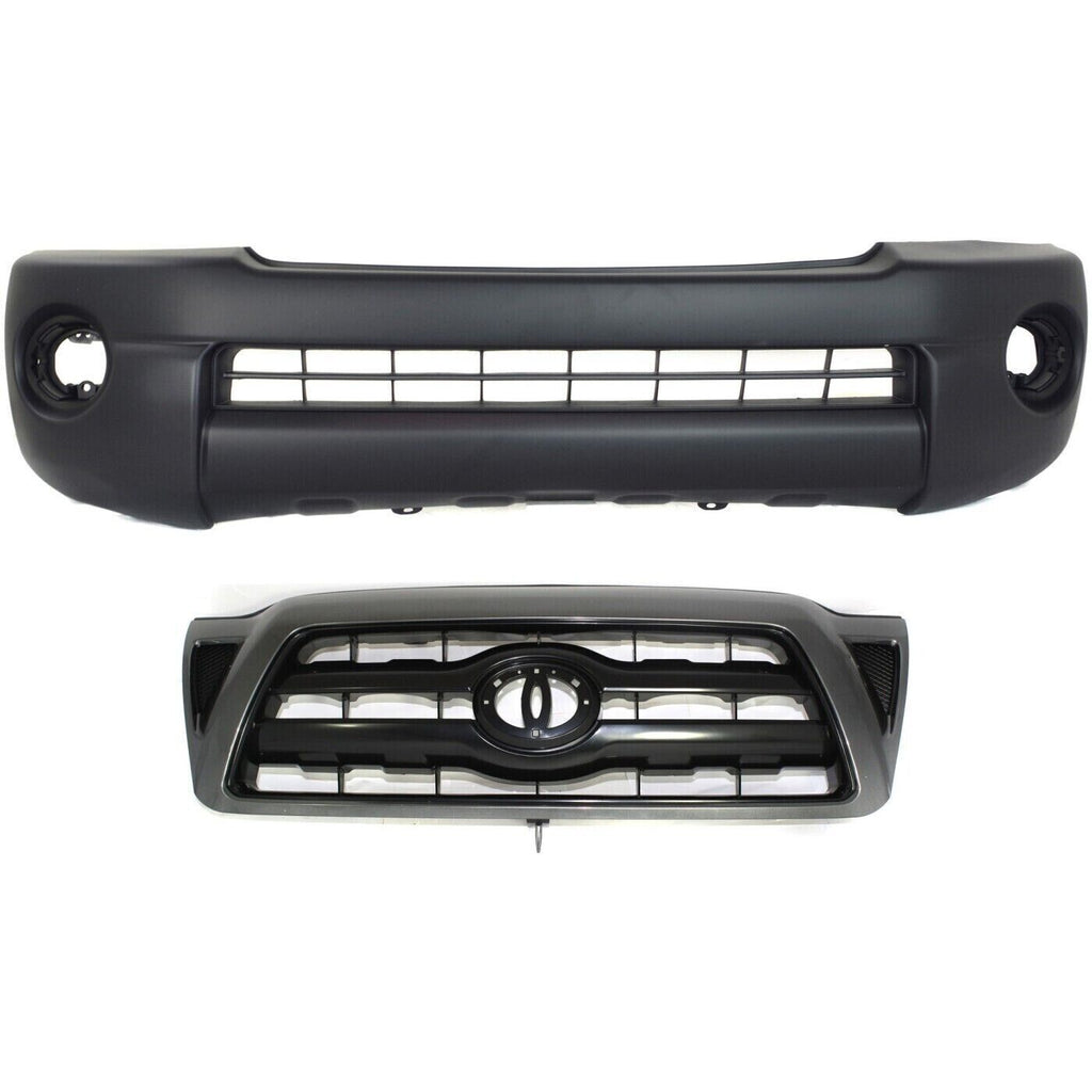 Front Bumper Cover Textured + Grille Assembly For 2005-2011 Toyota Tacoma RWD