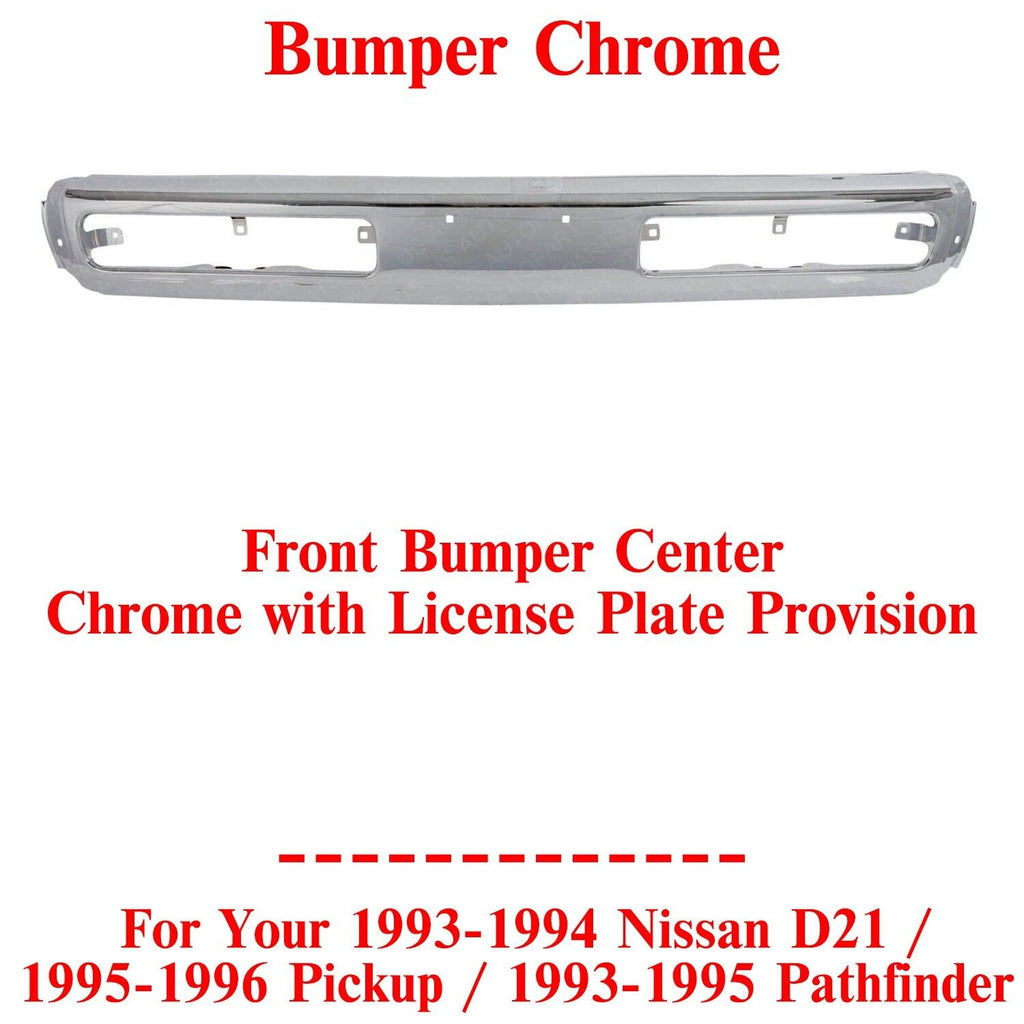 Front Bumper Center Chrome For 1993-96 Nissan D21 Pickup / 1993-95 Pathfinder