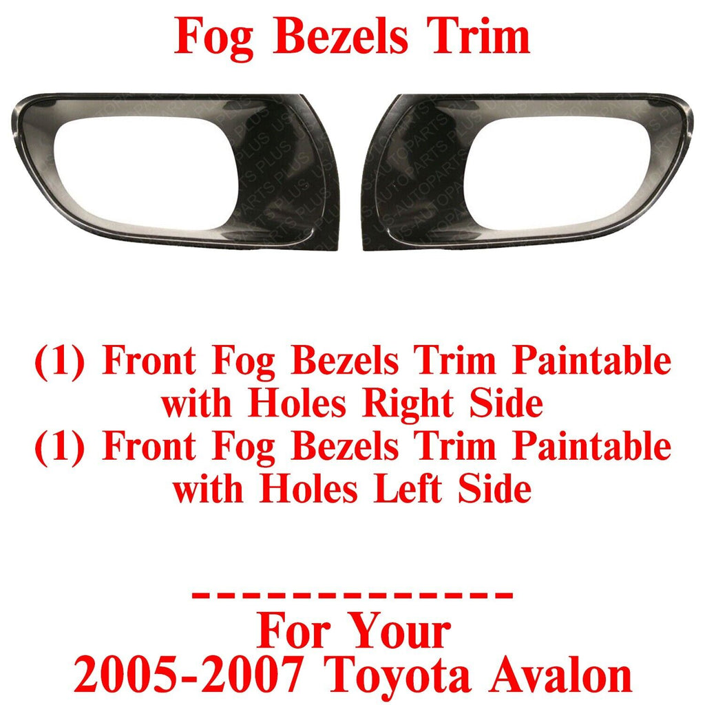 Front Fog Bezels Trim Paintable with Holes LH & RH For 2005-2007 Toyota Avalon