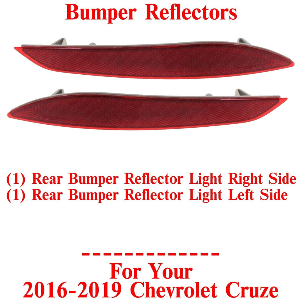 Rear Bumper Reflector Lights Left & Right Side For 2016-2019 Chevrolet Cruze