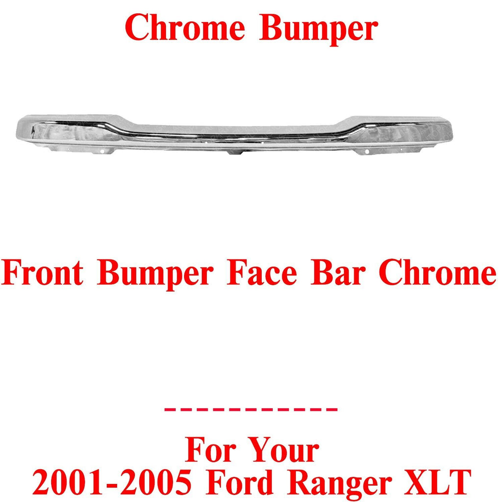 Front Bumper Face Bar Chrome Steel For 2001-2005 Ford Ranger XLT 4WD