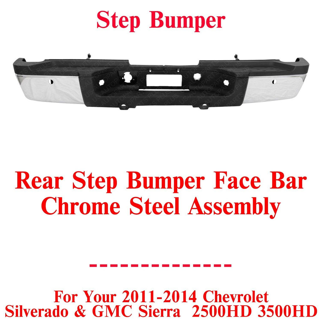 Step Bumper Chrome Steel Assembly For 2011-2014 Silverado &Sierra 2500HD 3500HD