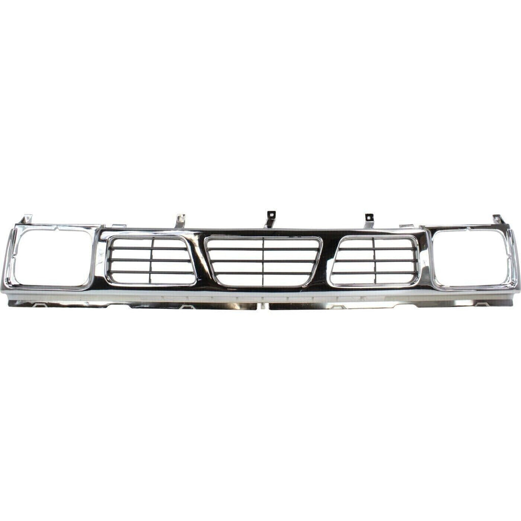 Grille Assembly Chrome + Corner Lights For 1993-1994 Nissan D21 / 1995-97 Pickup