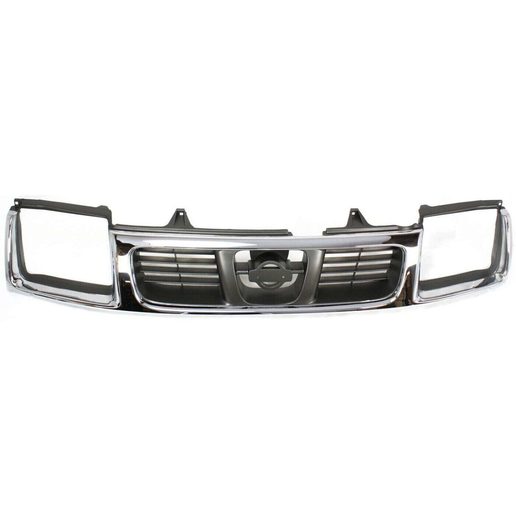 Front Grille Assembly Chrome Shell / Black Insert For 1998-2000 Nissan Frontier