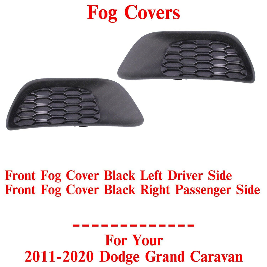 Front Fog Covers Black w/o Holes Left&Right Side For 2011-20 Dodge Grand Caravan