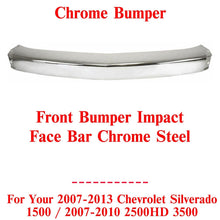 Load image into Gallery viewer, Front Bumper Chrome Steel For 2007-2013 Chevy Silverado 1500 / 07-10 2500HD 3500