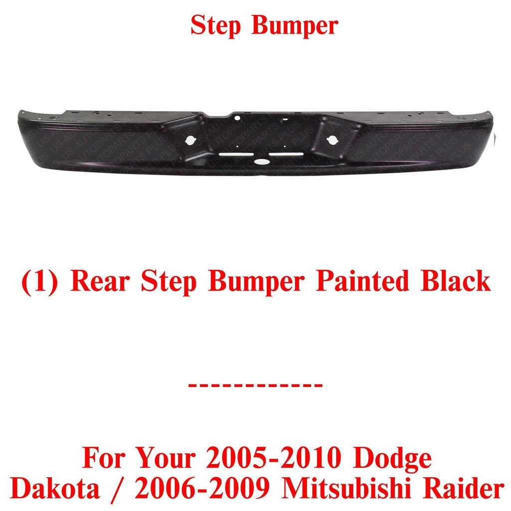 Rear Step Bumper Face Bar Painted Black For 2005-2010 Dakota / 2006-2009 Raider